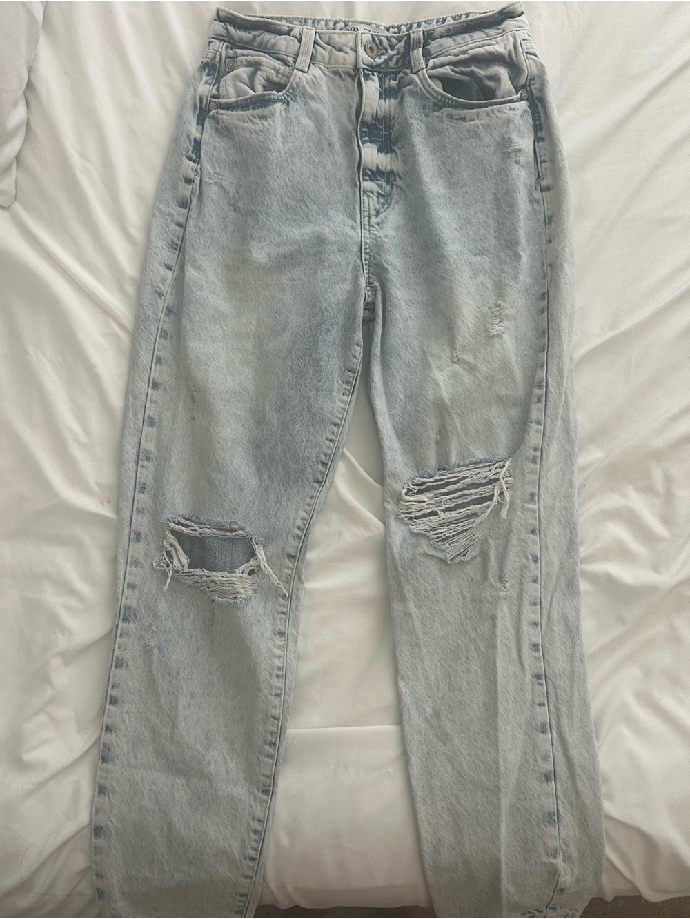 Zara Acid Wash Blue High-Rise Jeans